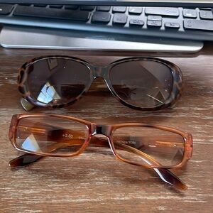 JM NY brown +2.50 readers and reader sunglasses with bifocals +2.50